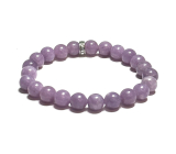 Lepidolith rosa Armband elastisch Naturstein, Kugel 8 mm / 16-17 cm, Sportler Amulett