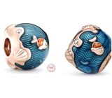 Sterling Silber 925 Schimmernde Meereswellen mit Fischen, Perle für Meeresarmband
