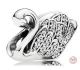 Charme Sterling Silber 925 Majestätischer Schwan, Perle am Armband Tier