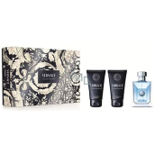 Versace Pour Homme Eau de Toilette 50 ml + Aftershave Balsam 50 ml + Duschgel 50 ml, Geschenkset für Männer
