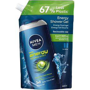 NIVEA DUSCHGEL 500 ML MEN FRESH ENERGY NACHTFÜLLUNG 5402