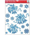 Weihnachtsfensterfolie ohne Leimglocken Eisflocken mit Silberglitter 42 x 30 cm