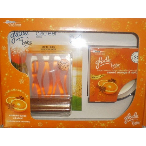 Glade by Brise Exotische Früchte und Gewürze Diskretes Dekor 12 g + Duftkerze in Glasbrennzeit bis zu 30 Stunden 120 g, Geschenkset