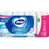 Zewa Deluxe Aqua Tube Delicate Care Toilettenpapier 3-lagig 150 Stück 16 Stück, Rolle, die gewaschen werden kann