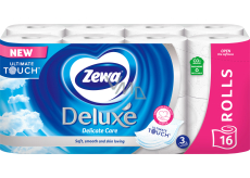 Zewa Deluxe Aqua Tube Delicate Care Toilettenpapier 3-lagig 150 Stück 16 Stück, Rolle, die gewaschen werden kann