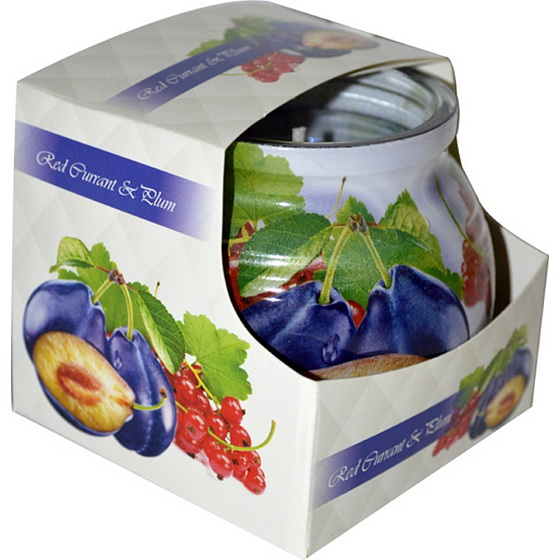 Rote Johannisbeere & Pflaume zugeben - Rote Johannisbeere und Pflaume dekorative aromatische Kerze im Glas 80 g