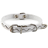 B&F Halsband Kunstleder verstellbar genähte Wellen weiß 1,2 x 20 - 35 cm