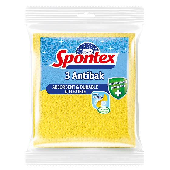 Spontex 3 Antibak Antibakterielles Pilztuch Gelb 18,5 x 20,5 cm 3 Stück