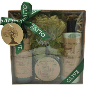Salsa Collection Natural Oliva Dusch- und Badegel 250 ml + Körperlotion 250 ml + Körperbutter 110 ml + Waschschwamm aus Mesh, Kosmetikset