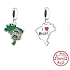 Charm Sterlingsilber 925 Brasilien Flagge - schwingende Karte, Anhänger für Armband Reisen