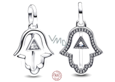 Charm Sterlingsilber 925 Mini-Medaillon Hand der Fatima, Anhänger für Armband Symbol