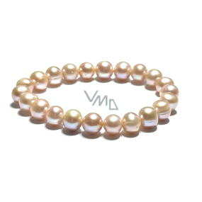 Perle lila Armband elastisch natürlich, Kugel 9 mm / 16 - 17 cm, Symbol der Weiblichkeit, bringt Bewunderung