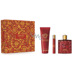 Versace Eros Flame Eau de Parfum 100 ml + Duschgel 150 ml + Eau de Parfum 10 ml, Geschenkset für Männer