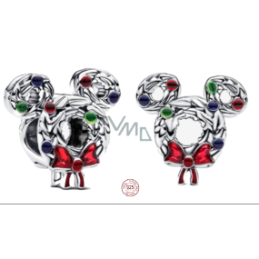 Charm Sterlingové stříbro 925 Mickey vánoční věnec, korálek na náramek vánoce Charm Sterlingové stříbro 925 Mickey vánoční věnec, korálek na náramek vánoce