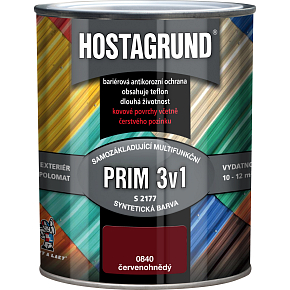 Hostagrund Prim 3v1 S2177 Grund- und Deckfarbe für Metall, 0840 rotbraun, 600 ml
