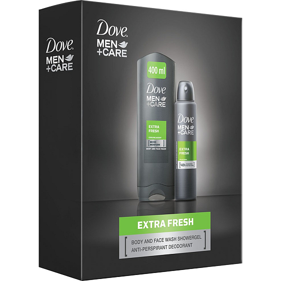 Dove Men + Care Extra frisches Duschgel 400 ml + Antitranspirant-Spray 150 ml, Kosmetikset