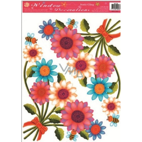 Fensterfolie ohne Leim Eckblumen mit Bienen 37 x 26 cm