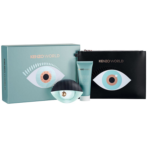 Kenzo World parfümiertes Wasser für Frauen 75 ml + Körperlotion 75 ml + Hülle, Geschenkset
