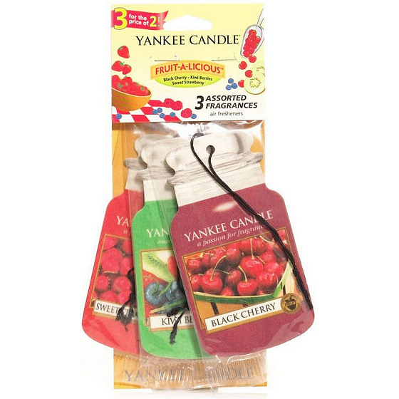 Yankee Candle Fruit A Licious - Mix Fruit Klassisch duftendes Auto-Tag-Papier-Set 3 Stück x 12 g