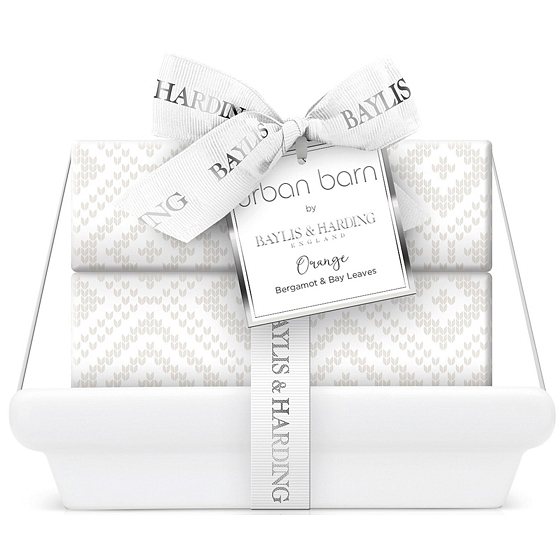 Baylis & Harding Orange, Bergamotte und Lorbeerblätter Toilettenseife 200 g + Keramikseifenschale, Kosmetikset