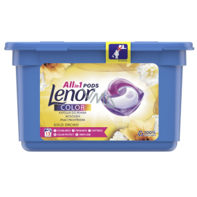 Lenor Color 2in1 Gold Orchideenduft von Vanille-, Mimosen-, Rosen- und Pfirsichgelkapseln zum Waschen farbiger Kleidung 13 Stück Lenor Color 2in1 Gold Orchideenduft von Vanille-, Mimosen-, Rosen- und Pfirsichgelkapseln zum Waschen farbiger Kleidung 13 Stück