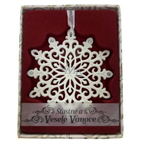 Albi Weihnachtsverzierung mit Swarovski-Kristallen zum Aufhängen mit einer Beschreibung - Frohe Weihnachten, ca. 7 x 8 cm