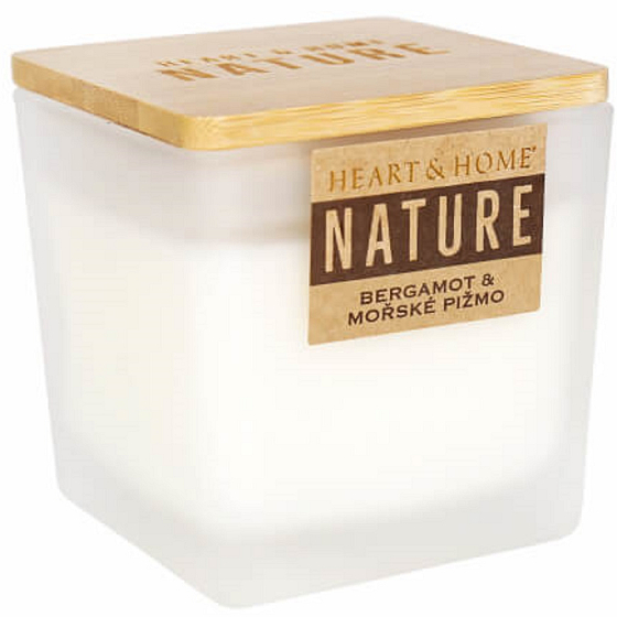 Heart & Home Nature Bergamotte und Meer Moschus Duftkerze kleines Glas, Brenndauer bis zu 20 Stunden 90 g
