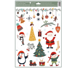 Fensterfolie weihnachtlich bunt mit Glitter Goldene Prinzessin und Weihnachtsmann 30 x 42 cm