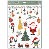 Fensterfolie weihnachtlich bunt mit Glitter Goldene Prinzessin und Weihnachtsmann 30 x 42 cm