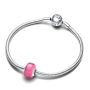 Charme Sterling Silber 925 Rosa Murano Glasperle auf Armband Symbol