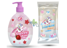 Setablu Fragola Einhorn Flüssigseife für Kinder 500 ml + Feuchttücher 15 Stück, Kosmetikset