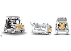Charme Sterling Silber 925 Geländewagen, Perle auf Reise-Armband