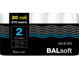 BALsoft 2-lagiges Toilettenpapier, 30 Rollen, 19 m Rolle
