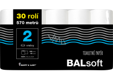 BALsoft 2-lagiges Toilettenpapier, 30 Rollen, 19 m Rolle