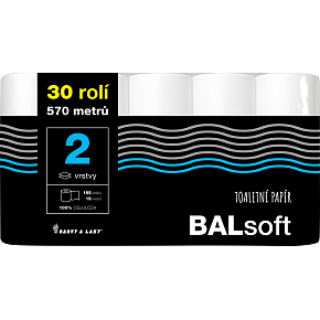 BALsoft 2-lagiges Toilettenpapier, 30 Rollen, 19 m Rolle