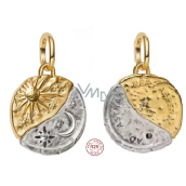 Charm Sterlingové stříbro 925 Slunce a Měsíc – harmonie světla a tmy, přívěsek na náramek vesmír