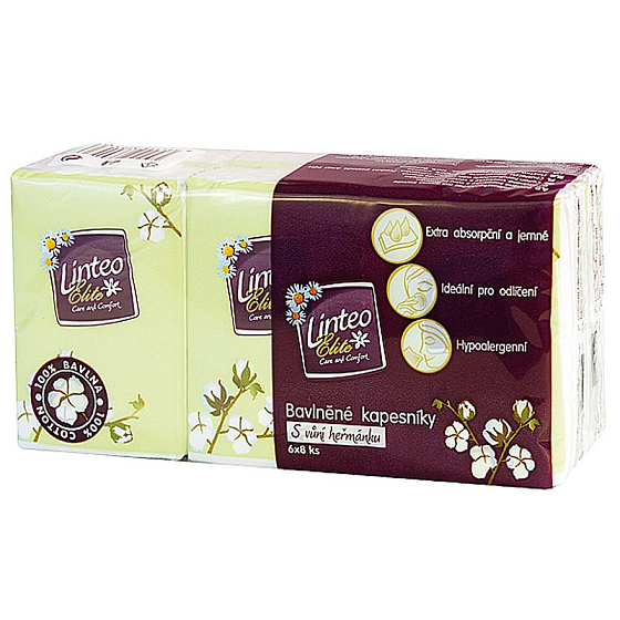 Linteo Elite Papiertaschentücher mit dem Duft von Kamille 1 Schicht 6 x 8 Stück