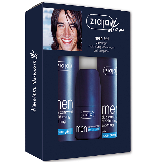 Ziaja Yego Men Duschgel 300 ml + Creme 50 ml + Antitranspirant Deodorant Stick für Männer 60 ml, Kosmetikset