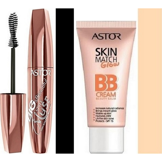 Astor Big & Beautiful Style Muse Mascara 800 Schwarz 12 ml + Astor SkinMatch Glow SPF15 BB Creme 200 Nude 30 ml