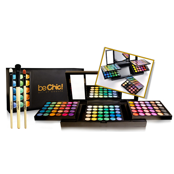Sei schick! Future Art Kosmetikpalette mit 180 Lidschatten + 3 Kosmetikpinseln, Kosmetikset