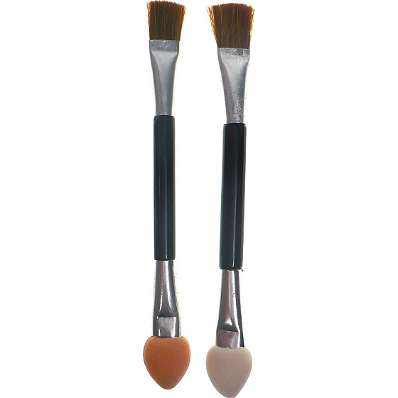 Zweiseitiger Applikator für Lidschatten, Schaumstoff/Pinsel, 7,5 cm, 2 Stück