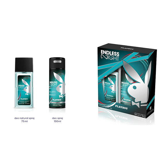 Playboy Endless Night for Him parfümiertes Deodorantglas 75 ml + Deodorantspray 150 ml, Kosmetikset