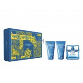 Versace Eau Fraiche Man Eau de Toilette für Männer 50 ml + Duschgel 50 ml + Aftershave 50 ml, Geschenkset