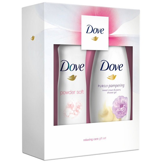Dove Sweet Cream Cream & Pfingstrosen Duschgel für Frauen 250 ml + Powder Soft Deodorant Antitranspirant Spray für Frauen 150 ml, Kosmetikset