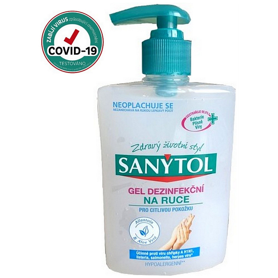 Sanytol Sensitive Desinfektionsgel für die Hände, feuchtigkeitsspendend, zerstört Viren und Bakterien 250 ml (AH1N1)