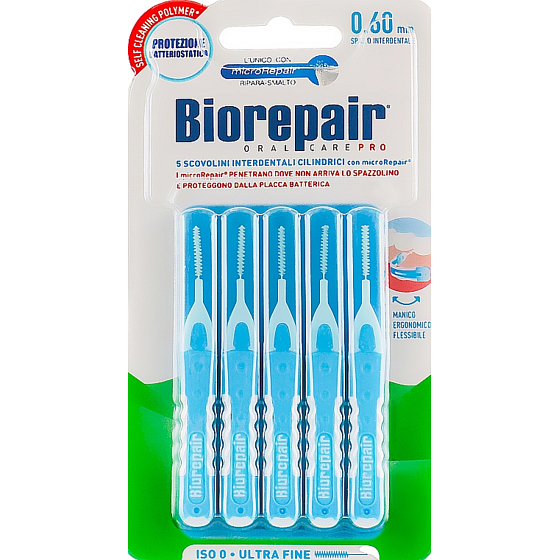 Biorepair Super Fine Interdentalbürsten 0,6 mm hellblau 5 Stück