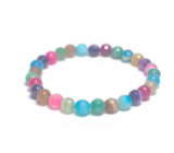 Achat mehrfarbig facettiert chakrt armband elastisch naturstein, kugel 6 mm / 16 - 17 cm