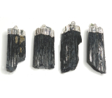 Turmalin / Scoryl in Metallanhänger Naturstein ca. 3,5 - 5 cm 1 Stück, Hüter der guten Laune