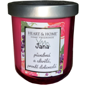 Heart & Home Frische Grapefruit und schwarze Johannisbeere Soja-Duftkerze mit dem Namen Jana 110 g