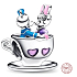 Charme Sterling Silber 925 Disney Disneyland Donald Duck und Daisy in einer Tasse, Perle für Armband